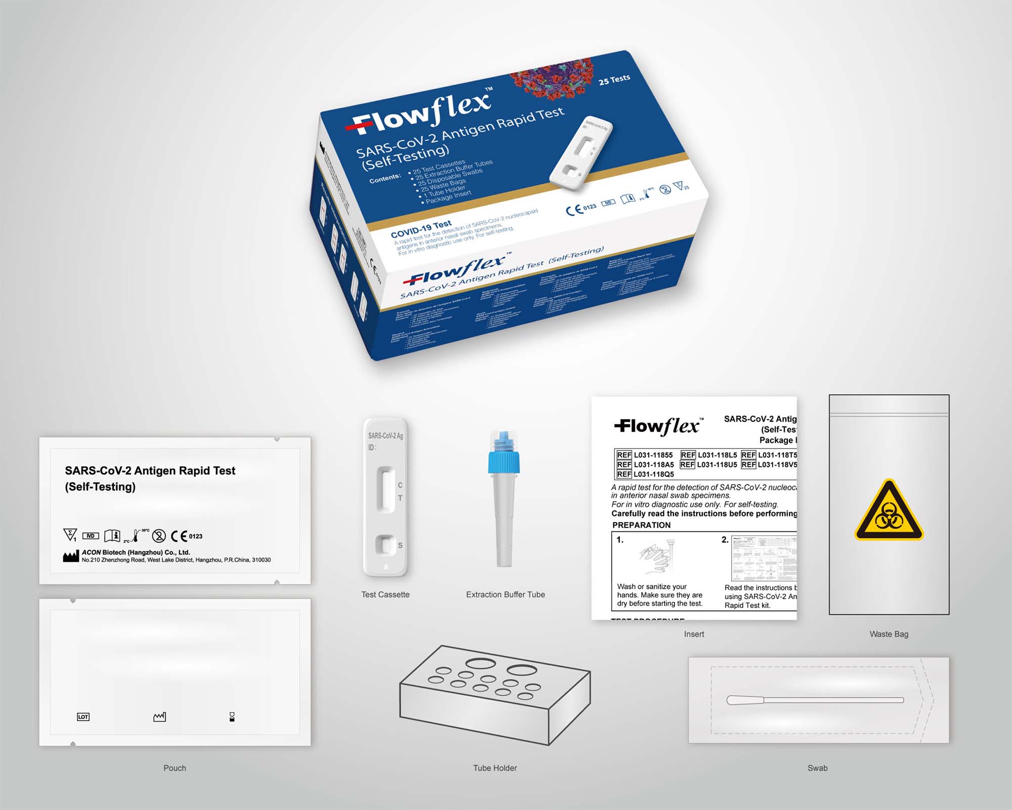 Acon Biotech Flowflex 25-Pack Antigen Lateral Flow Rapid Test Kit Image 2000px